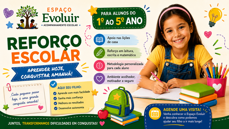 Aluna do Espaço Evoluir estudando