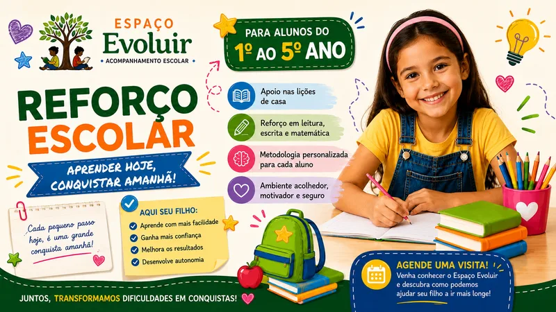 Aluna do Espaço Evoluir estudando